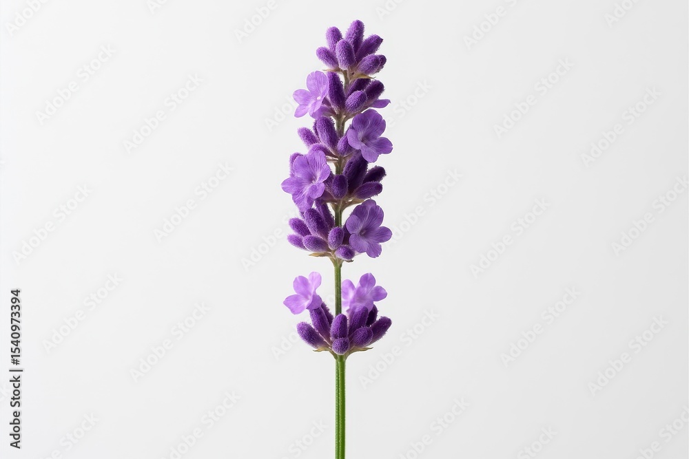 Obraz premium Delicate purple lavender flowers pristine white background botanical minimalist photography fine art