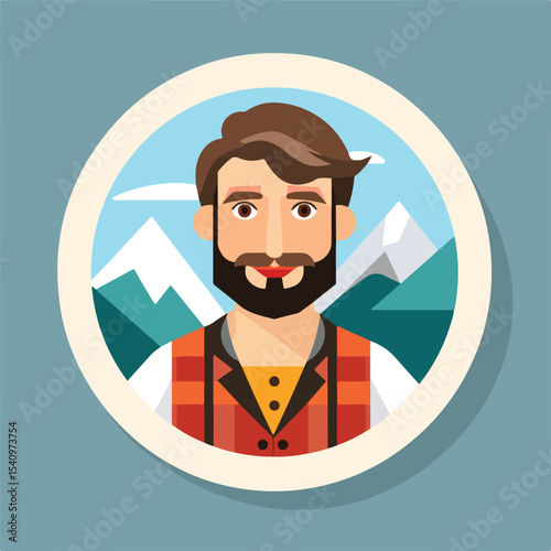 Traditional German Bavarian Man Flat Design Icon Vector Illustration