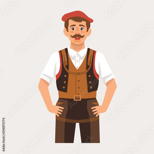 Traditional German Bavarian Man Flat Design Icon Vector Illustration for Graphic Designs