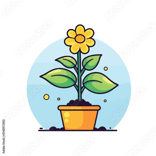 Detailed Flower Growth Plant Flat Style Icon Vector Illustration for Professional Use