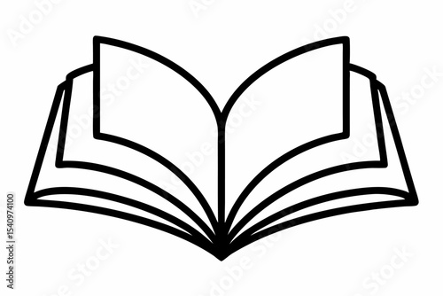 Black Line Art Open Book Illustration Simple Design 2