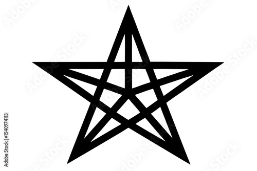 Black Monochrome Five Pointed Star Graphic Filled Geometric Design