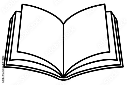 Black Outline Drawing Open Book Blank Pages vector