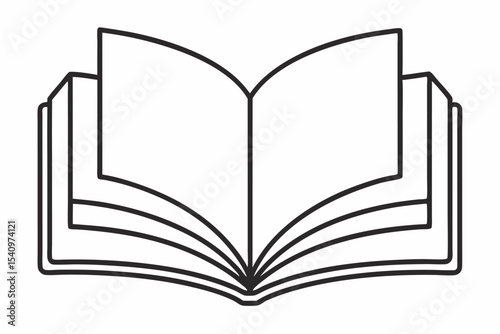 Black Outline Drawing Open Book Blank Pages vector 1