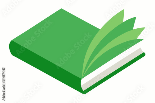 Bright Green Hardcover Book with Green Leaf Pages leaves