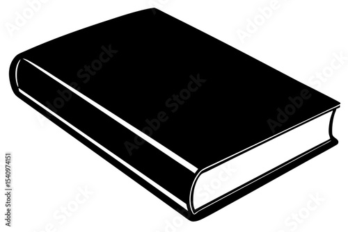 Closed Black Hardcover Book Thick Spine Illustration
