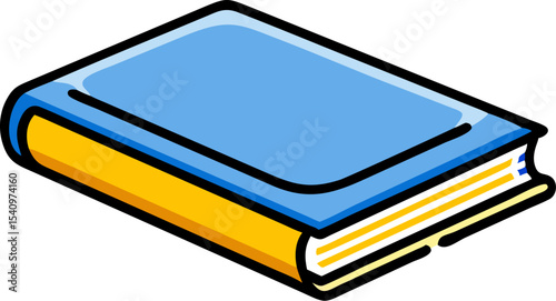 Closed Blue and Gold Book Isometric View closed book