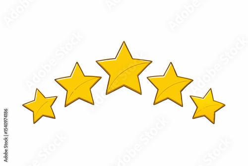 Five Bright Gold Stars Arranged in an Arc Shape yellow stars