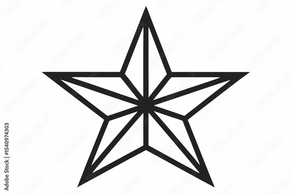Fototapeta premium Monochrome Line Art Symmetrical Eight Pointed Star