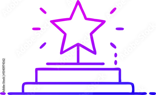 Purple and Pink Gradient Star Award on Three Tiered Base