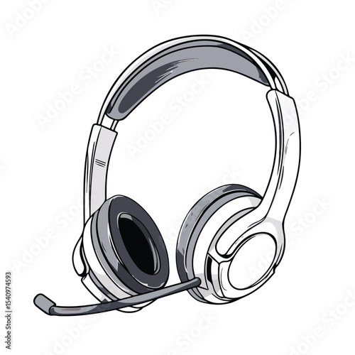 Professional Vector Illustration of Headset Technology Device in Scribble Style