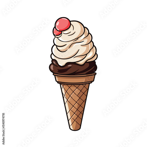 Professional Ice Cream Cone Icon on White Background for Graphic Design Projects
