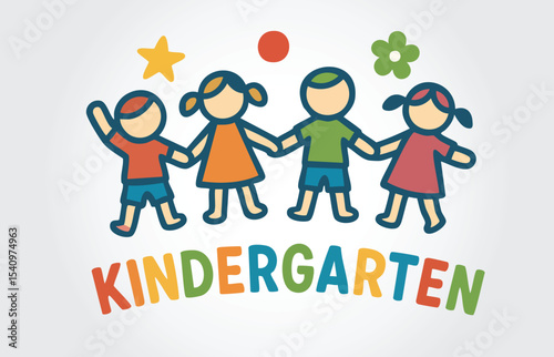 Kindergarten Children kids Logo Template