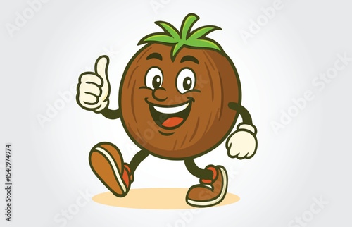 Coconut Mascot Cartoon Character Logo Template