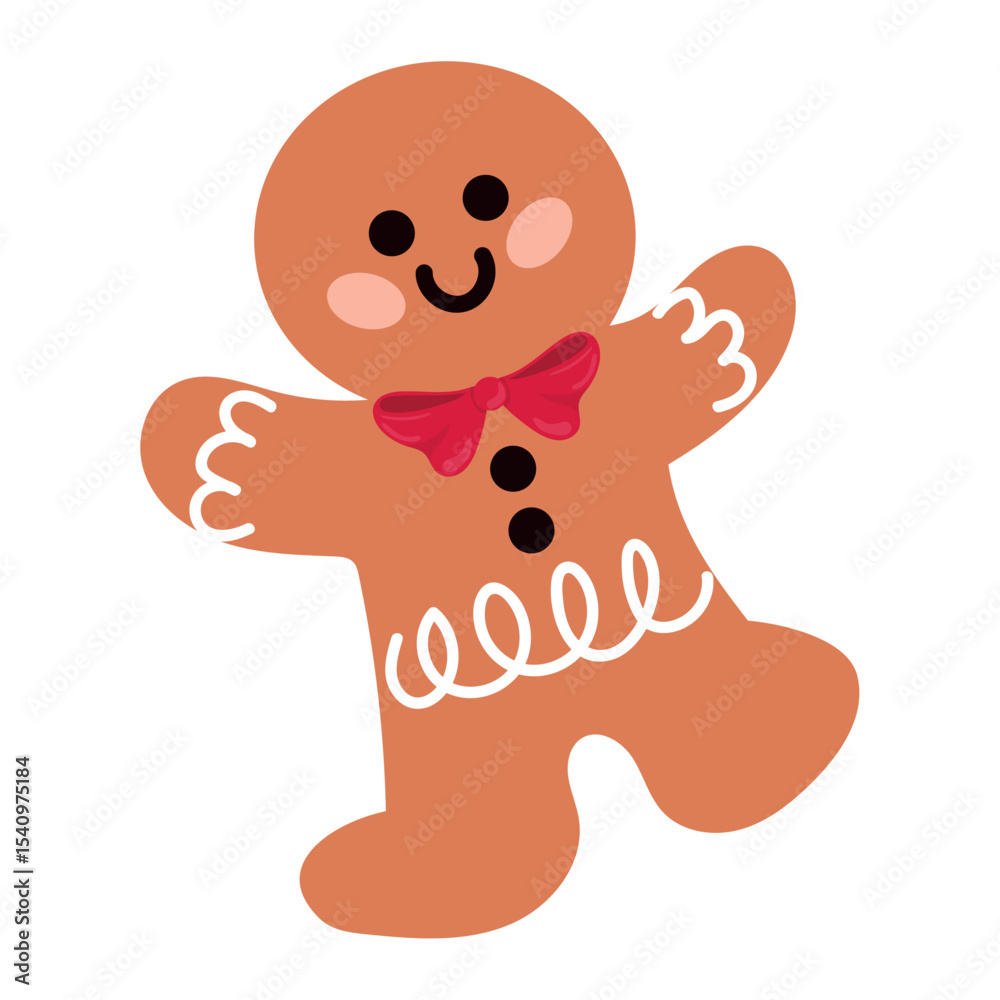 Obraz premium Smiling gingerbread cookie. Vector