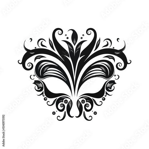 Intricate Mardi Gras Mask Icon Symbolizing Festive Celebrations on White Background