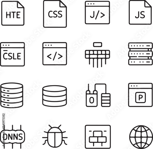 Web Development Icons HTML, CSS, JavaScript, and More