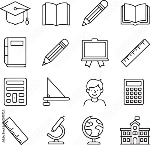 Education Icons Back to School Line Art Graphics
