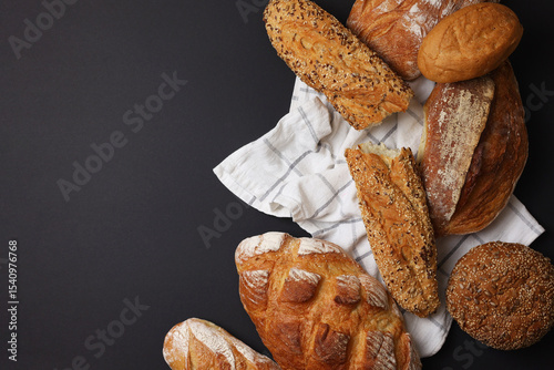 Freshly Baked Artisan Bread displayed on a dark background, highlighting its craftsmanship