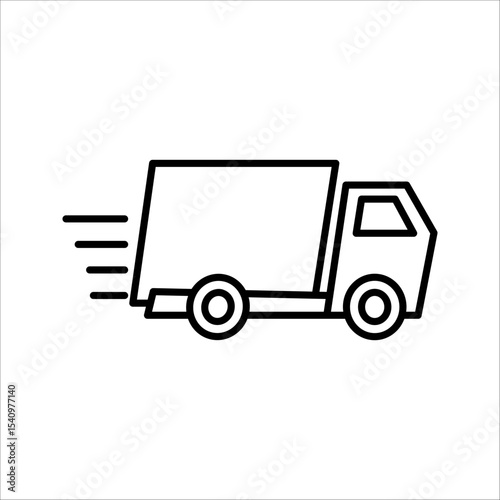 Fast shipping delivery truck flat Icon. Symbol isolated on white background. vector illustration.