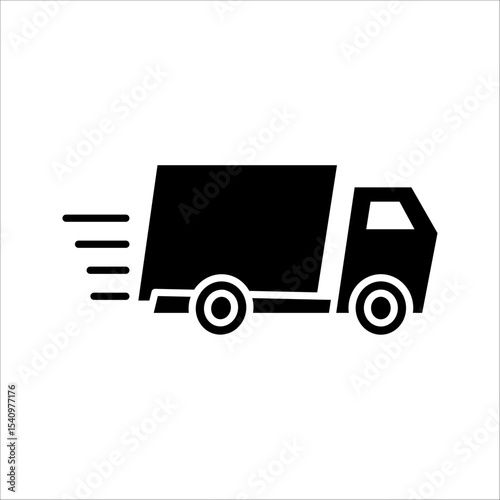 Fast shipping delivery truck flat Icon. Symbol isolated on white background. vector illustration.