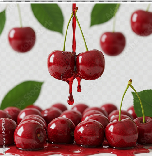 Juicy Cherries Fresh, Red, and Ripe for the Picking