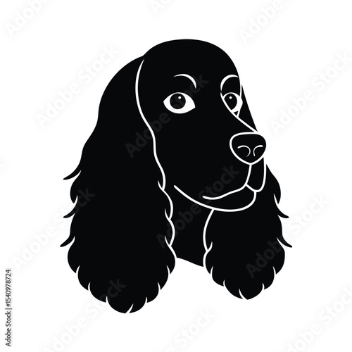 Elegant black silhouette of a cocker spaniel head perfect for pet related banners advertisements and logos