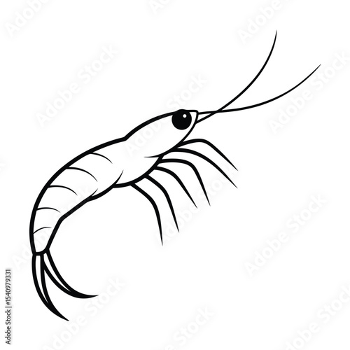 Detailed illustration of a long whiskered shrimp with its antennae fully extended showcasing intricate details and vibrant colors