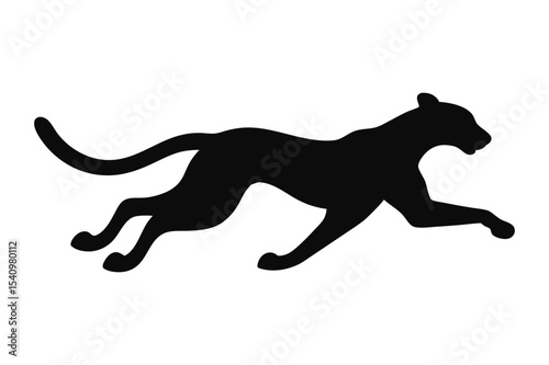 Silhouette of a cheetah sprinting swiftly in motion vector illustration.