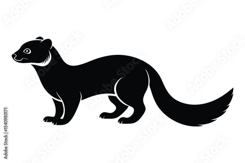 Silhouette of a ferret exploring with curiosity vector illustration.