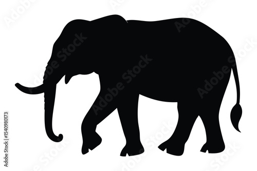 Silhouette of an elephant walking slowly and gently vector illustration.