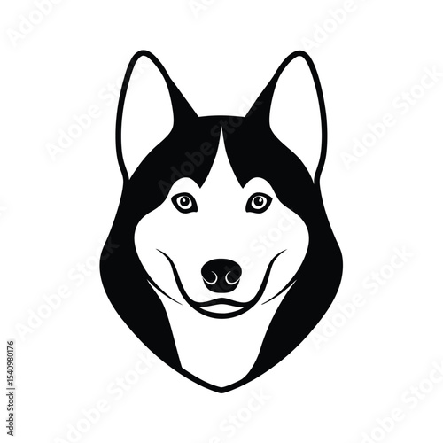 Black silhouette of a siberian husky head high resolution vector graphic for banners and advertisements
