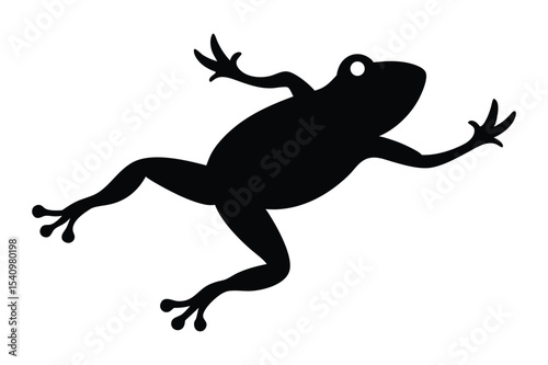 Silhouette of a frog jumping forward in fast motion vector illustration.