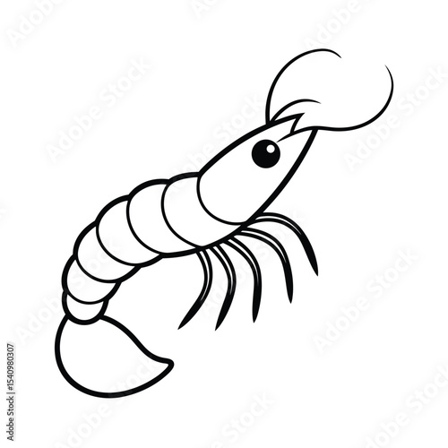 Cute stylized cartoon shrimp illustration fun seafood design element perfect for children s books menus or websites
