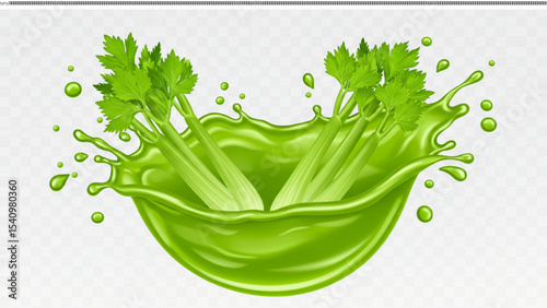 Refreshing Celery Juice Splash Healthy Green Drink Illustration