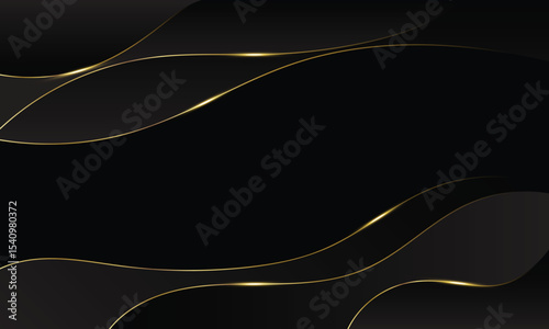 Elegant black luxury wave background with gold lines. Abstract modern design for Invitations, awards, sales, events, templates, banners, covers, websites, pages etc