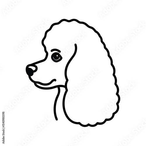 Black silhouette of a toy poodle head perfect for pet related designs logos and advertisements