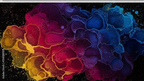 Abstract Colorful Ink Painting Vibrant Swirls and Hues