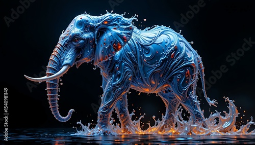 magnificent elephant form with water  and metallic colour