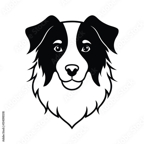 Black silhouette of an australian shepherd dog head perfect for banners logos and advertisements