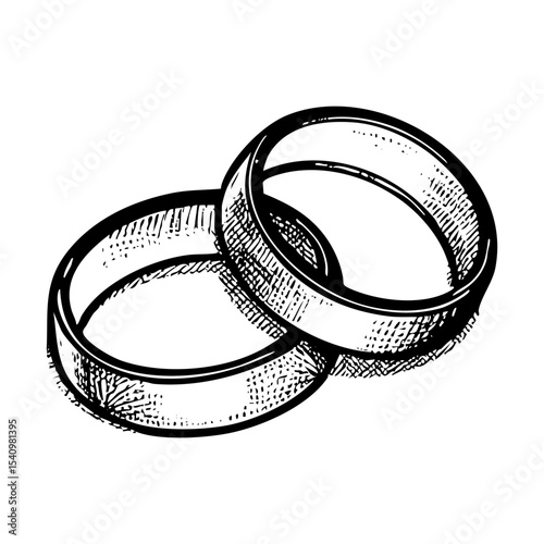 couple ring sketch engraving black and white outline. Scratch board imitation.