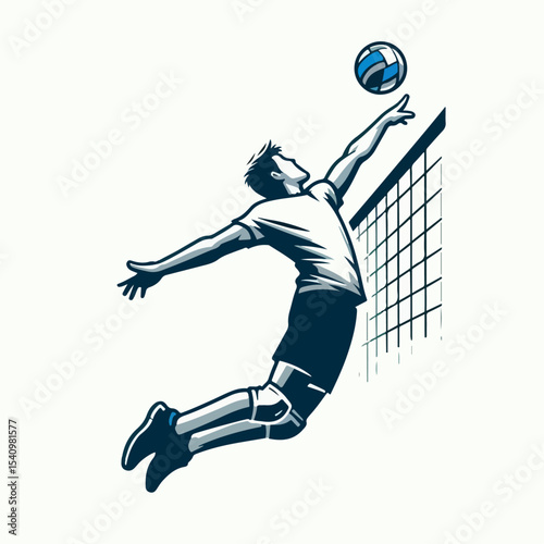 volleyball smash person vector illustration