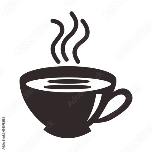 Coffee cup icon, tea cup logo, Vector illustration silhouette image template. Steaming hot coffee or tea cup symbol image.