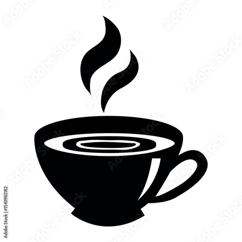 Coffee cup icon, tea cup logo, Vector illustration silhouette image template. Steaming hot coffee or tea cup symbol image.