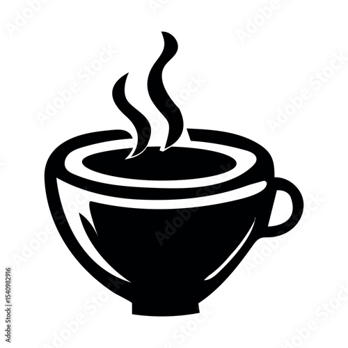 Coffee cup icon, tea cup logo, Vector illustration silhouette image template. Steaming hot coffee or tea cup symbol image.