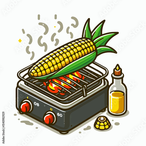 grilled corn vector illustration