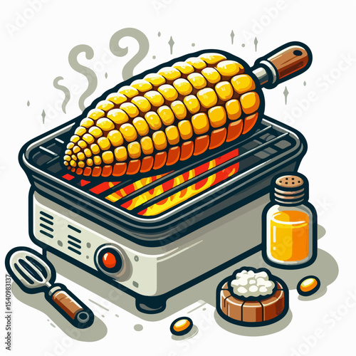 grilled corn vector illustration