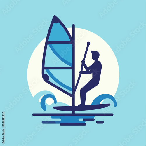 windsurfing vector illustration