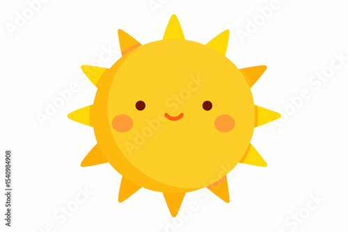 Adorable Yellow Sun Character Flat Design Illustration