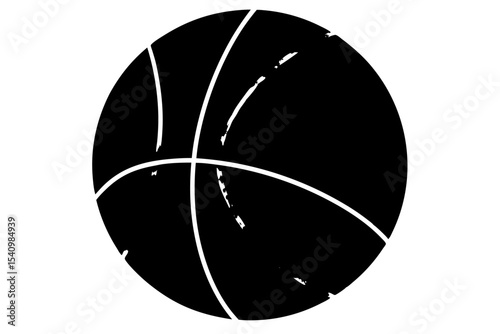 Black Basketball Outline Seam Lines Minimalist Graphic